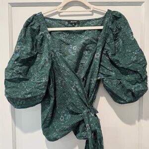 Madewell Emerald Floral Puff Sleeve Blouse